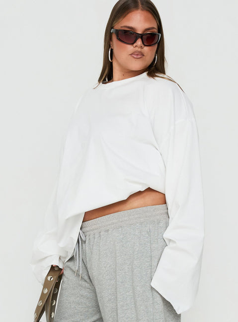 Settle Down Long Sleeve Top White Curve