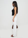 side view of model wearing Princess Polly Stelline Cargo Pants White High Waisted Pants 