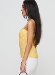 side view of model wearing Princess Polly Sleepless Nights Top Yellow Sleeveless Square Neck 