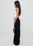 side view of model wearing Princess Polly Pearlisle Baggy Jeans Black Low Rise Jeans 