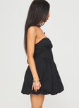 Zafira Strapless Bubble Hem Mini Dress Black