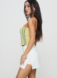 side view of model wearing Princess Polly Felicks Skort White High Waisted Shorts 