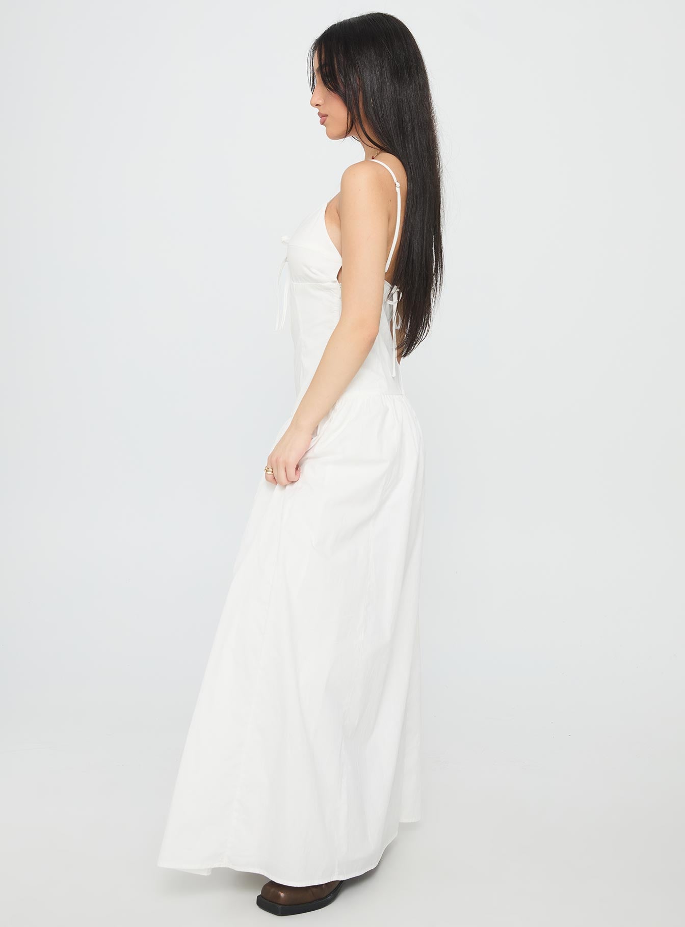 Lady Belle Drop Waist Pleat Maxi Dress White | Princess Polly Lady Belle Drop Waist Pleat Maxi Dress White | Princess Polly