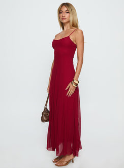 Janeira Pleat Maxi Dress Red