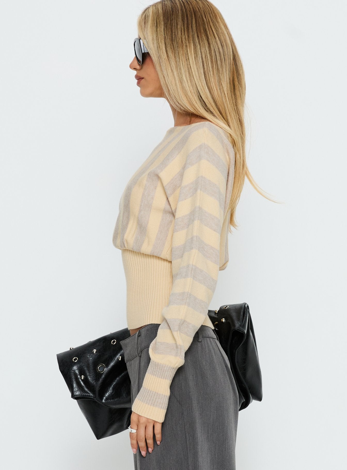 Finlea Cinched Long Sleeve Top Yellow Stripe