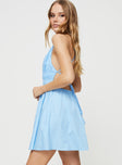 Mini dress Plunge neckline, lace-up back with tie fastening, pleated detail along bust, invisible zip at back