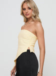 product Princess Polly Sleeveless straight  Birdie Asymmetric Linen Blend Top Lemon