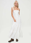 front view of model wearing Princess Polly Heart Shaped Maxi Dress White Square Neck 