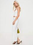 White Matching set Knit material, scooped neckline, invisible zip fastening, split in hem at back