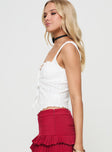 side view of model wearing Princess Polly Amberly Top White Sleeveless Sweetheart 