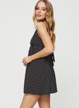 product Princess Polly Asymmetric Neckline  Koko Mini Dress Black Polka Dot