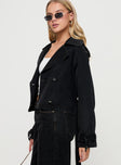 Too Soon Cropped Trench Washed Black