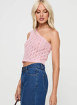 Pink One shoulder knit top