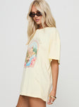 product Princess Polly Half Sleeves Crew Neck  Hotel Hawaii Oversized Tee Yellow