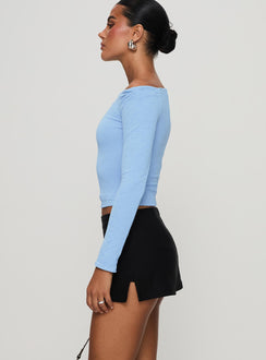 side view of model wearing Princess Polly Can't Sleep Skort Black Tall High Waisted Shorts High Waisted Shorts High Waisted Shorts 