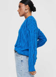 Stiles Cable Knit Sweater Blue Princess Polly  Cropped 