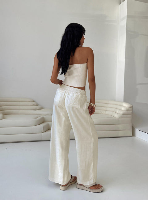 Louis Linen Blend Pants | Off White | Womens