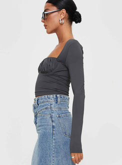 product Princess Polly Full Sleeves Sweetheart  Candyce Long Sleeve Top Slate