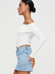 product Princess Polly Full Sleeves Asymmetric Neckline  Ferotti Off The Shoulder Top White