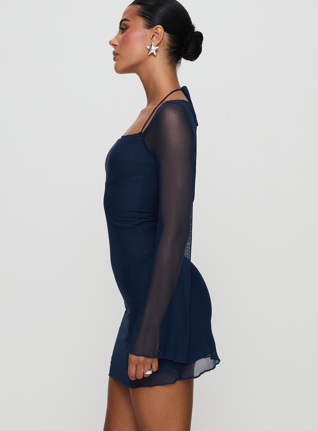 Bilbao Long Sleeve Mini Dress Navy | Princess Polly Bilbao Long Sleeve Mini Dress Navy | Princess Polly