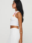 Princess Polly Sleeveless Crew Neck  Seren Top White