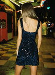 Cinematic Sequin Mini Dress Navy