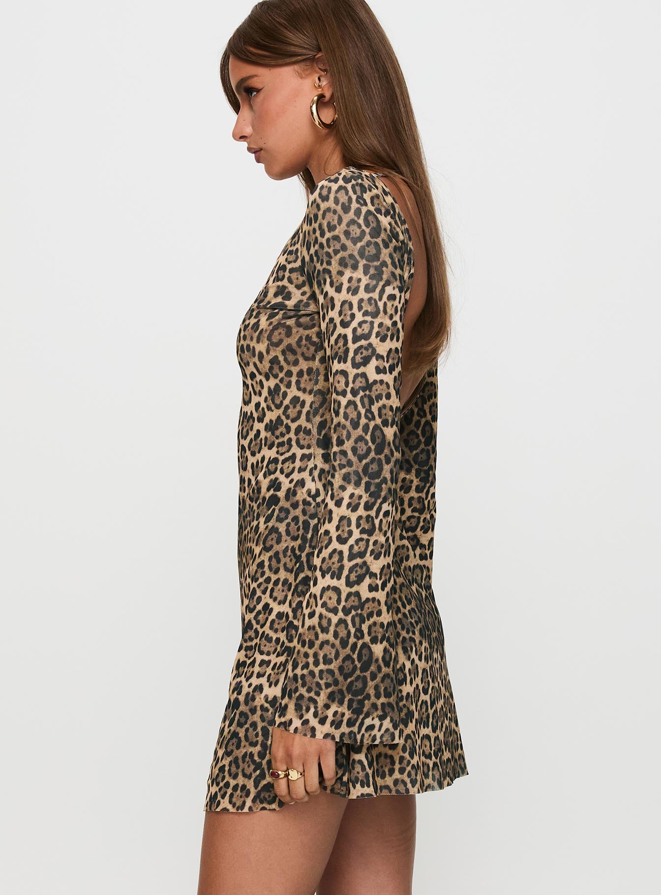 long sleeve leopard dress Lukea Long Sleeve Mini Dress Leopard