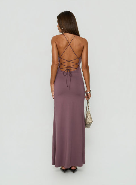 Esolda Ruched Low Back Maxi Dress Dusty Mauve