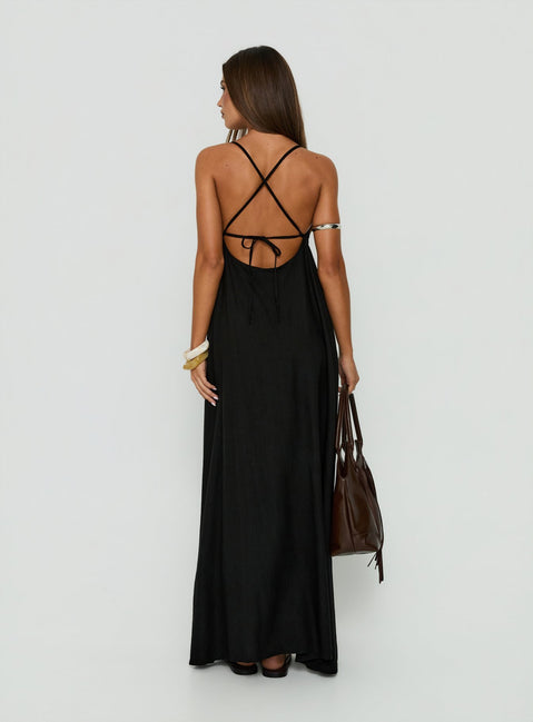 Solie Tie Back Maxi Dress Black