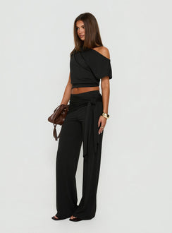 Hadlia Tie Waist Pants Black