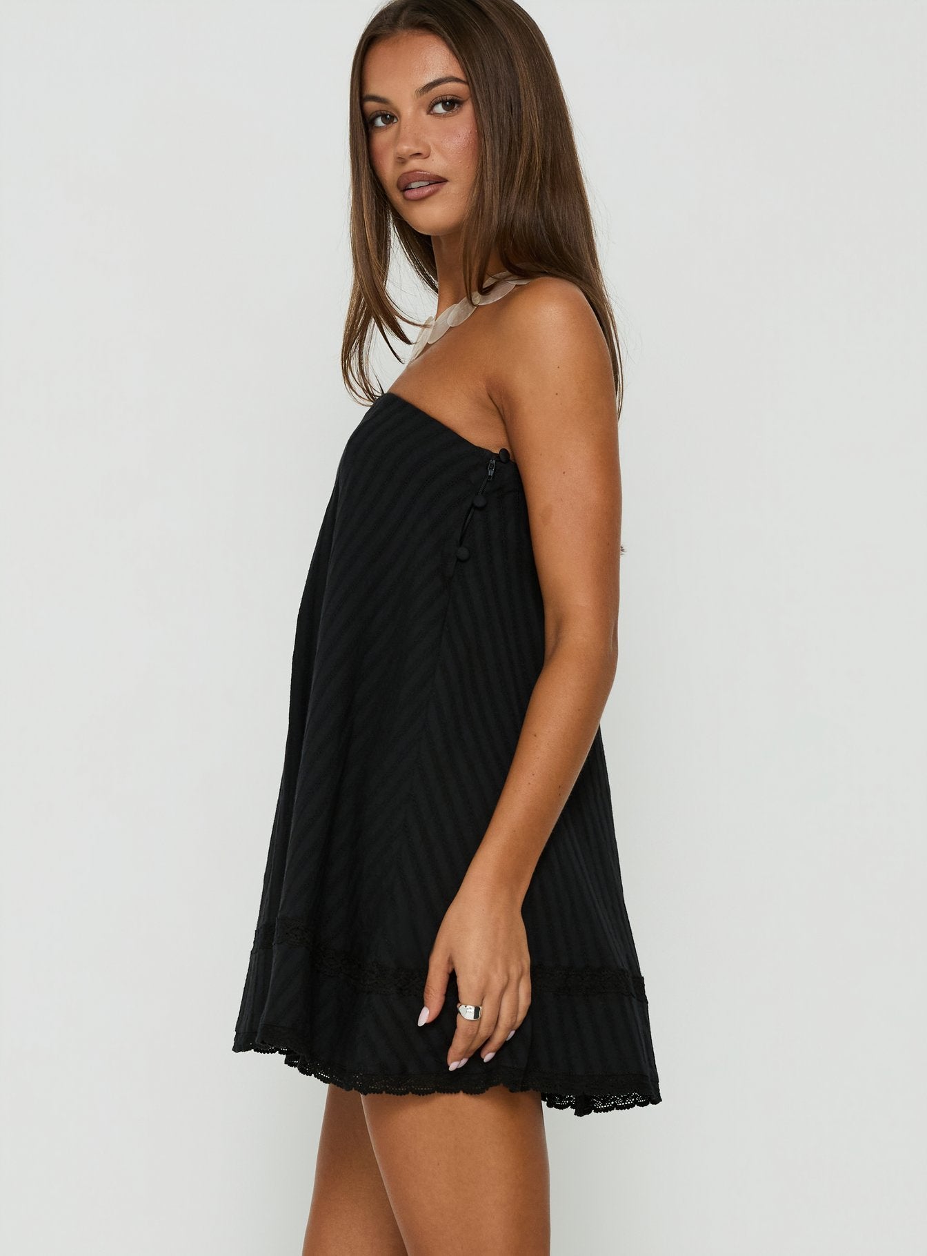 Gypsea Strapless Swing Mini Dress Black