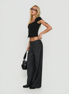 Agazia No Waist Low Rise Straight Pants Grey