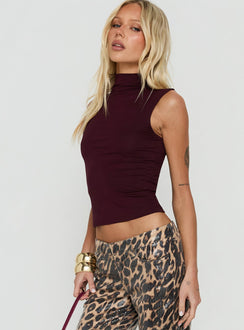 Istelle High Neck Sleeveless Top Plum