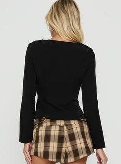 Maenie Tailored Long Sleeve Button Down Top Black