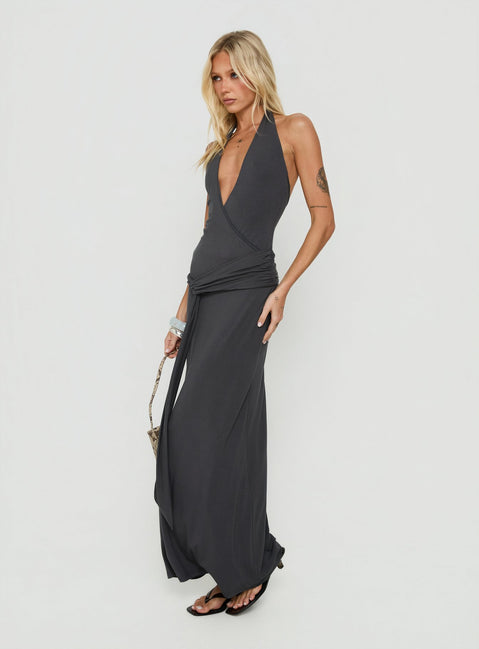 So Major Draped A-Line Maxi Dress Slate