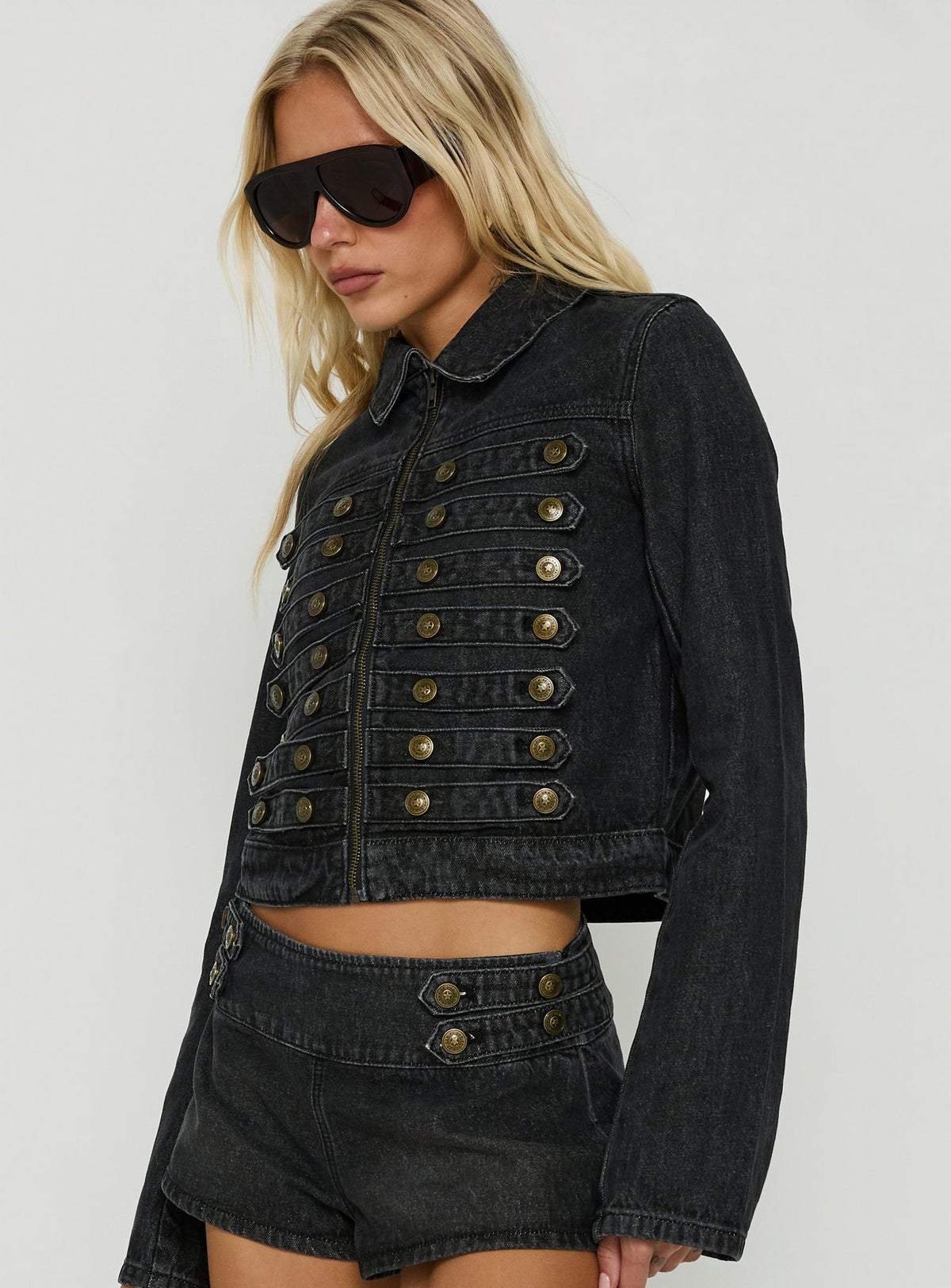 Kingstonn Military Denim Jacket Washed Black