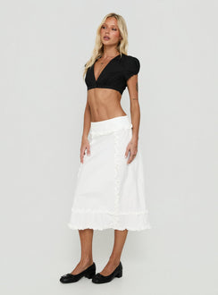 Sannah Ruffle Midi Skirt White