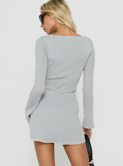 Aviya Scoop Knit Long Sleeve Mini Dress Blue