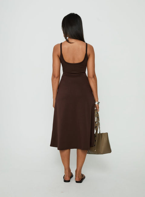 Esmiana Slinky Midi Dress Chocolate