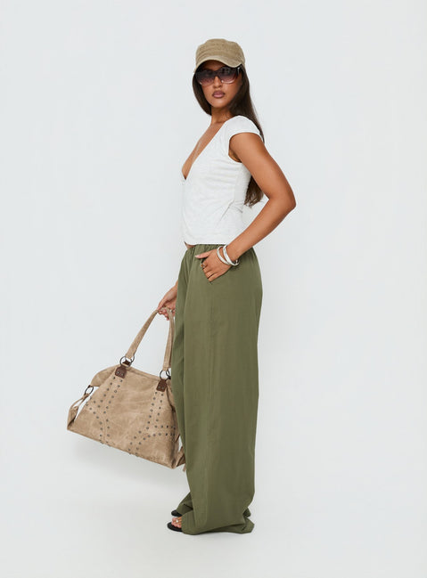 Lunea Concealed Waistband Pants Khaki Petite