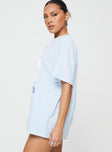 Oversized graphic tee Drop shoulder Slight stretch, unlined