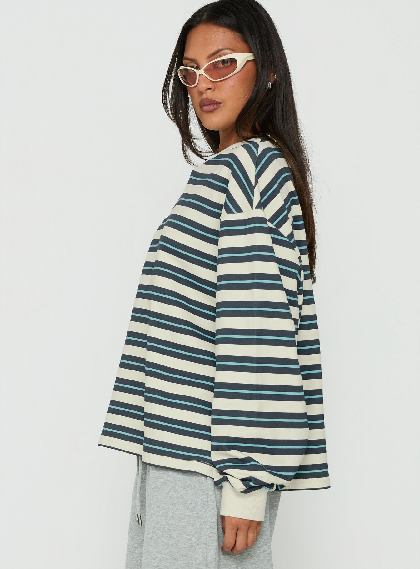 Opollo V Neck Jumper Blue Multi Stripe