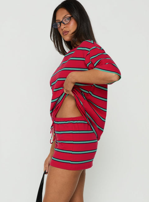 Settle Down Shorts Red Stripe
