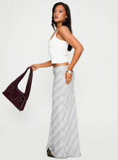   side view of model wearing Princess Polly Quianna Maxi Skirt Multi Maxi 