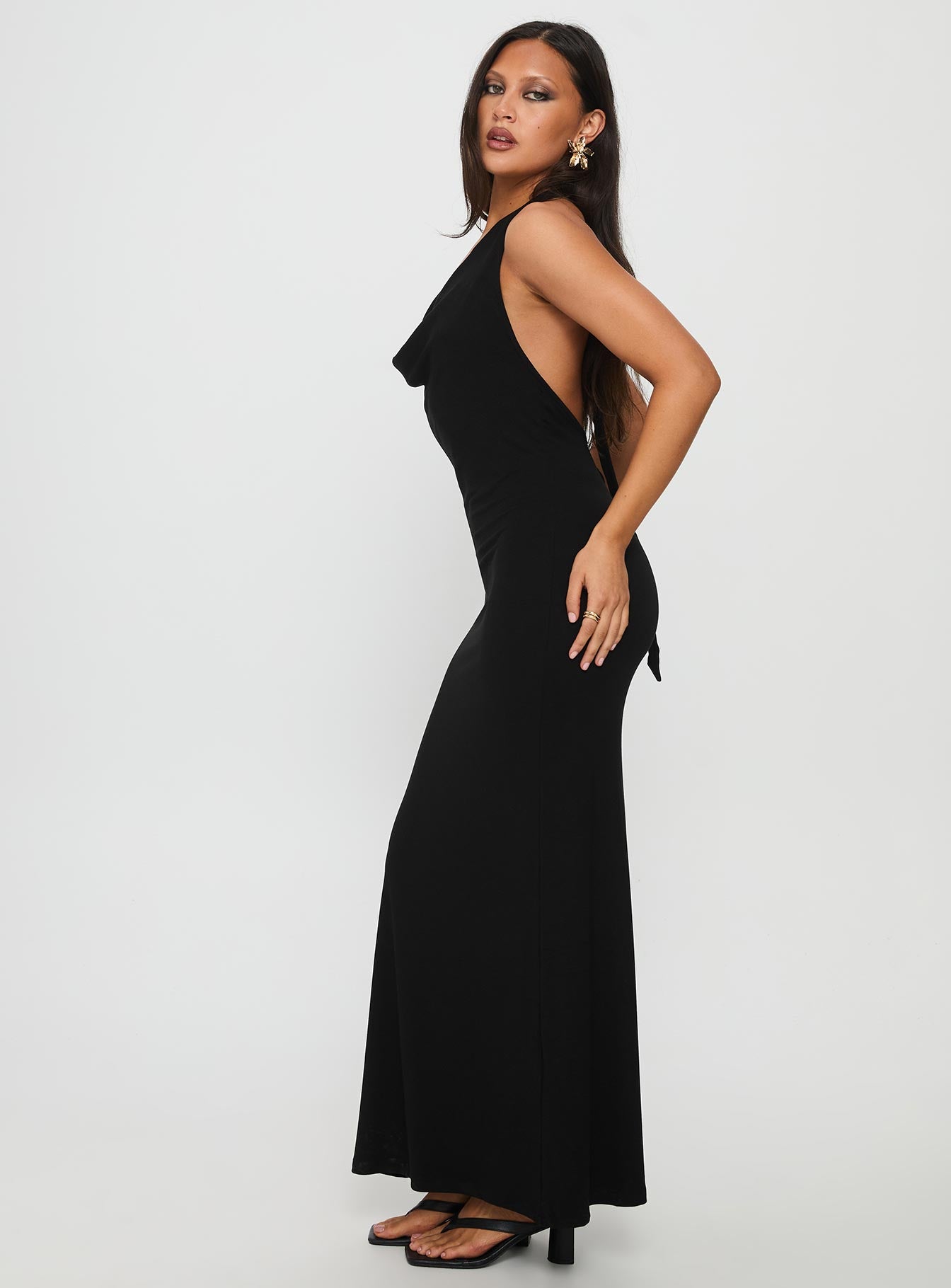 Diamonde Halter Scarf Maxi Dress Black | Princess Polly Diamonde Halter Scarf Maxi Dress Black | Princess Polly