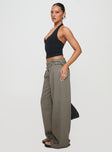 Front view of model wearing  front Princess Polly High Waisted  Paltrow Cargo Pant Washed Brown