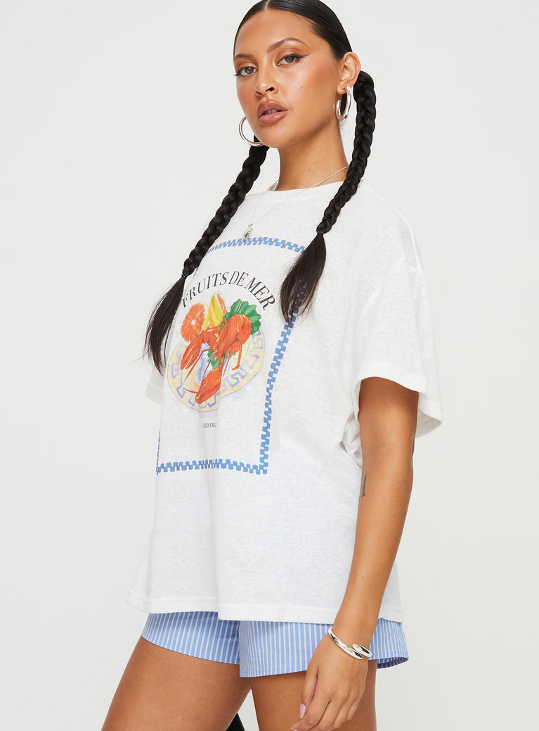 Larry Lobster Oversized Tee White