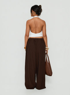 Bungala Oversized Relaxed Pants Brown Pinstripe