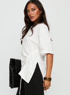 Agnessa Ruched Detail Oversized Tee White