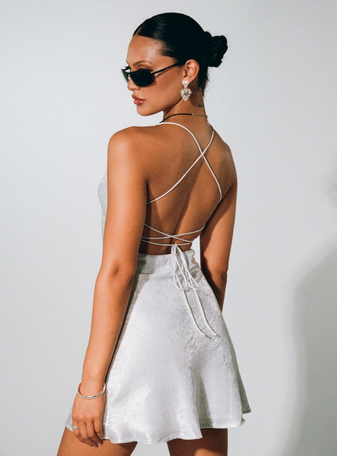Clemence Mini Dress Silver | Princess Polly Clemence Mini Dress Silver | Princess Polly